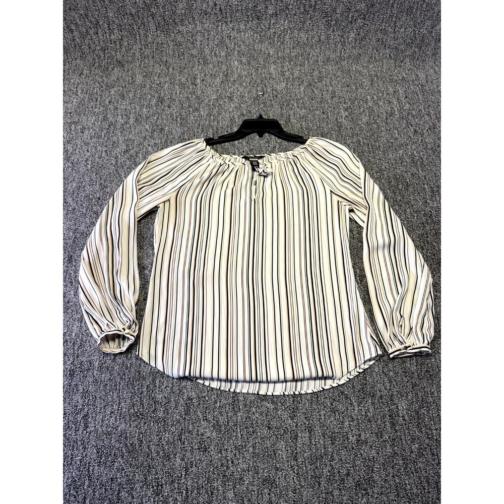 White House Black Market Blouse Top Womens 6 Multicolor Striped Keyhole Front